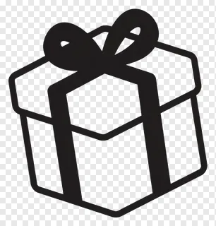 A black gift box with a ribbon bow.