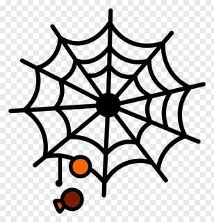 Spiderweb decorated with dangling orange candies.