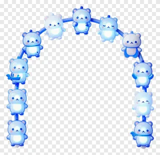 A decorative arch of glowing blue bear lights.