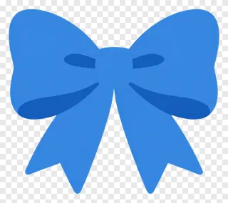 A blue bow decoration with a glossy finish.