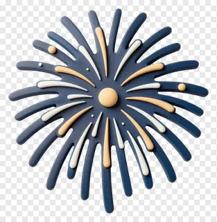 A blue ceramic firework sculpture with cream and beige details.