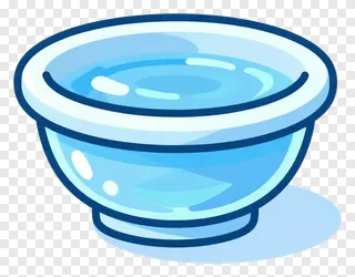 A blue ceramic water diya bowl filled with water.
