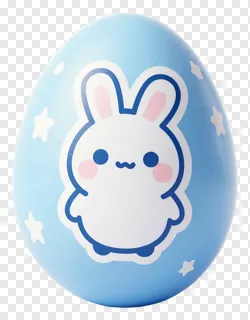 Blue Easter egg with a bunny sticker.