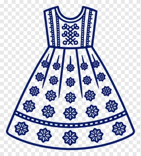 Sleeveless dress with detailed blue embroidery.