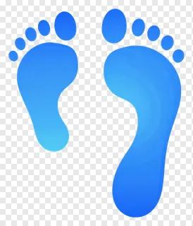 Two blue footprints with gradient and dot details.