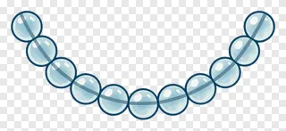 A curved string of light blue glass beads.