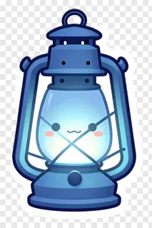 A blue lantern with a smiling face and glowing light.