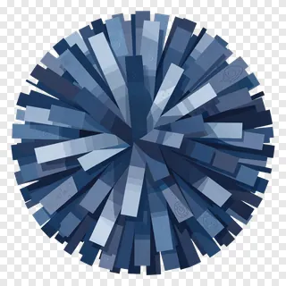 A blue pom-pom with layered strands.