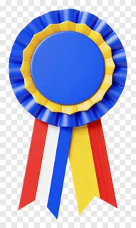 A blue and yellow tricolor ribbon badge.