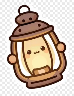 A cute cartoon lantern with a smiling face.