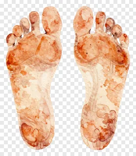 Watercolor illustration of two footprints.