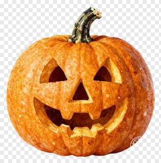 A carved jack-o-lantern pumpkin with a speckled rind.