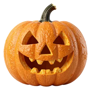 A carved jack-o-lantern pumpkin with a textured rind.