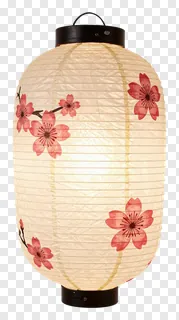 A paper lantern with cherry blossom designs.