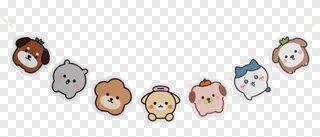 A garland of seven cute cartoon animal heads.