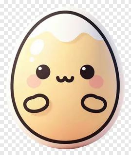 A cartoon egg with a happy face and rosy cheeks.
