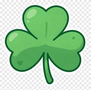 A cartoon shamrock with a heart-shaped leaf.