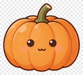 A smiling orange pumpkin with a green stem.