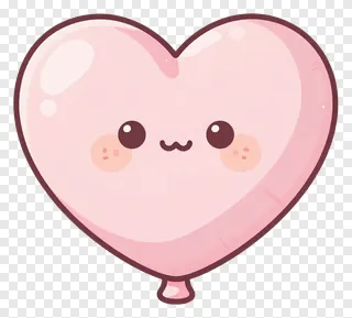 A pink heart-shaped balloon with a cute face.