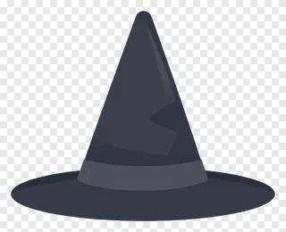 A dark gray witch hat with a curved brim.