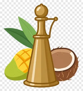 A brass kalash with mango leaves and a coconut.