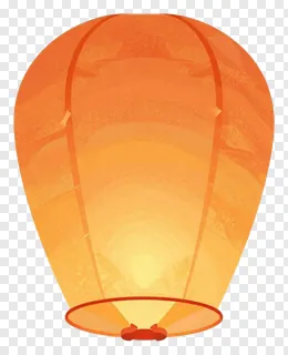 An orange paper sky lantern glowing from within.