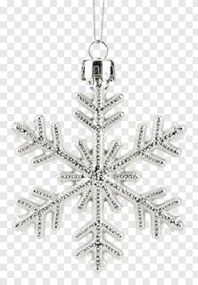Silver snowflake ornament with hanging loop.