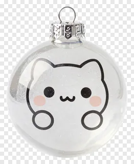 Frosted glass ornament with a cartoon cat design.