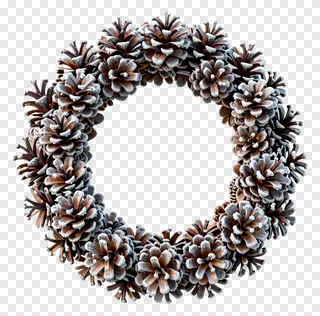 A 3D-rendered wreath of frosted pinecones.