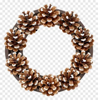 A flat vector-style wreath of pinecones covered in snow.