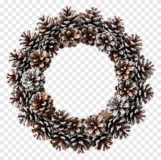 A wreath of frosted pinecones arranged in a circle.