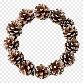A wreath of pinecones covered in frost.