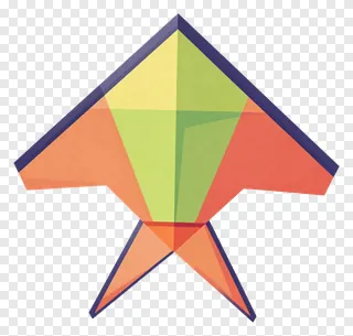 A colorful geometric paper kite with angular panels.