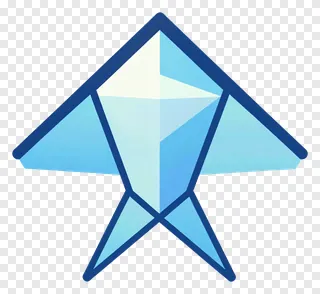A blue gradient geometric paper kite.