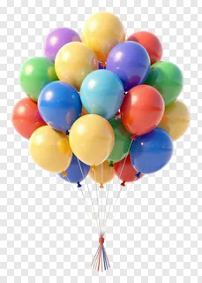 A bunch of shiny, multicolored balloons.