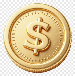 A golden coin featuring a dollar symbol.