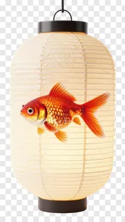 A goldfish depicted on a lit paper lantern.