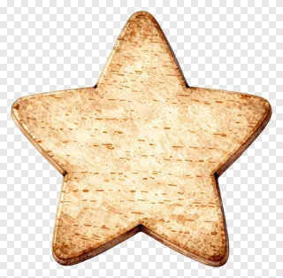 A hand-carved wooden star charm with natural wood grain.