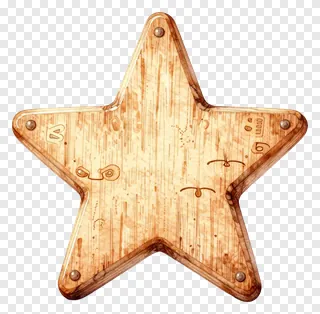A hand-carved wooden star with decorative engravings.