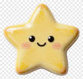A yellow ceramic star with a smiling face.