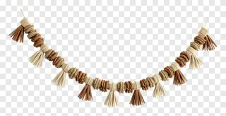 Handmade jute garland with tassels and knots.