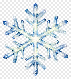 A stylized blue snowflake with glowing edges.