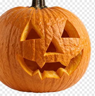 A carved jack-o-lantern pumpkin with a textured rind.