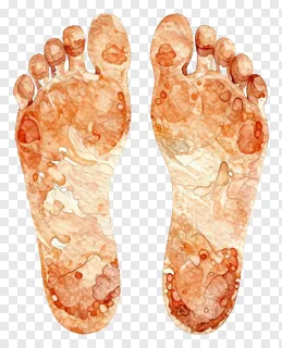 Watercolor illustration of two footprints.