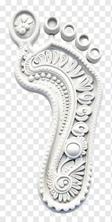 Decorative white footprint with floral patterns.