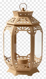 A brown paper lantern with cut-out designs.