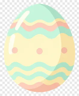 A pastel-colored Easter egg with wavy patterns.