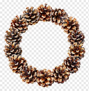 A watercolor-style pinecone wreath with soft brown and cream tones.