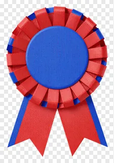 A red and blue tricolor ribbon badge.