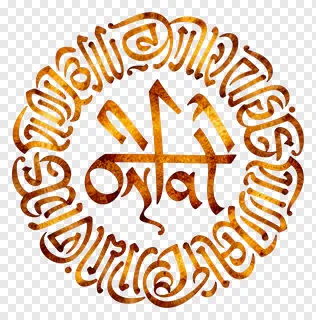Circular saffron calligraphy of Ik Onkar.